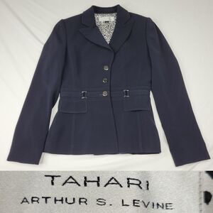2 TAHARI Arthur Levine black crepe TRAVEL wrinkle resistant BLAZER JACKET small
